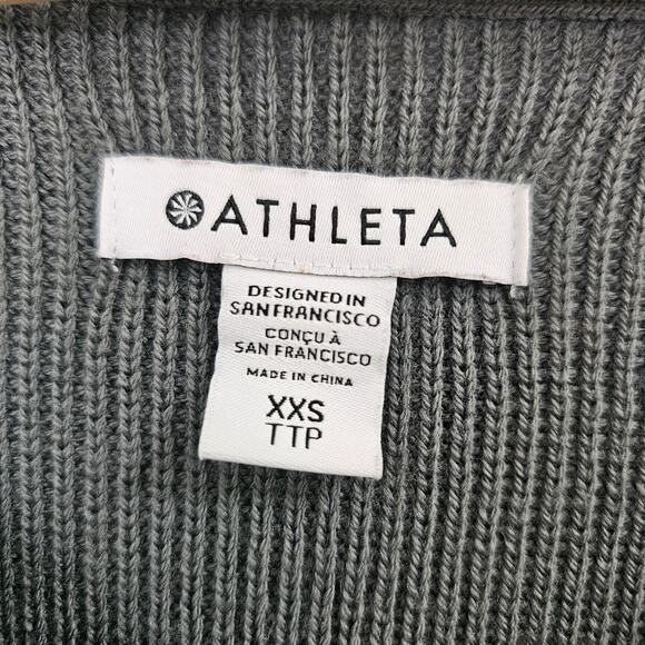 ATHLETA Hanover V-neck Merino Wool Ribbed Knit Sweater Gray Size XXS - Picture 6 of 7